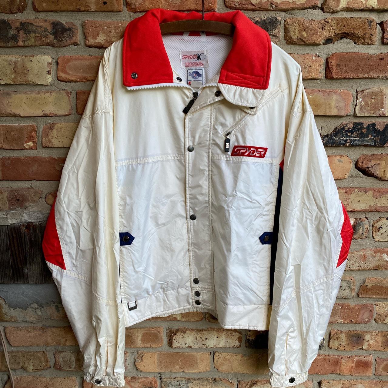 Vintage 80s Spyder Ski White Red Jacket Condition:... - Depop
