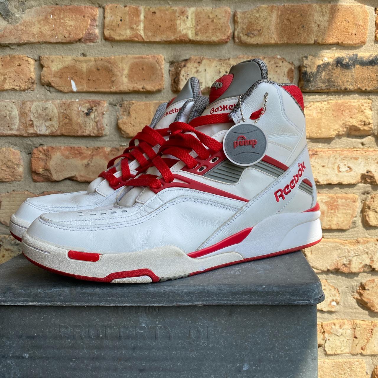 Reebok Men's White and Red Trainers | Depop