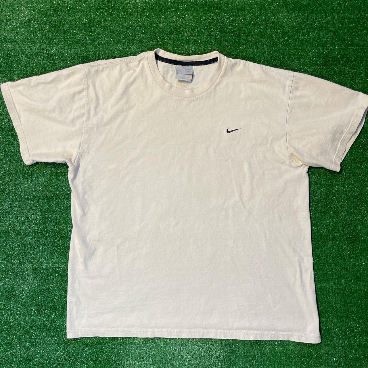 Y2K Grey Tag Cream White Nike Shirt Condition:... - Depop