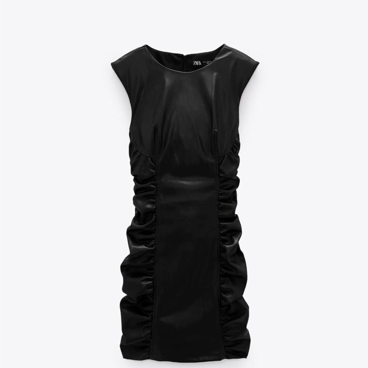 zara ruched leather dress