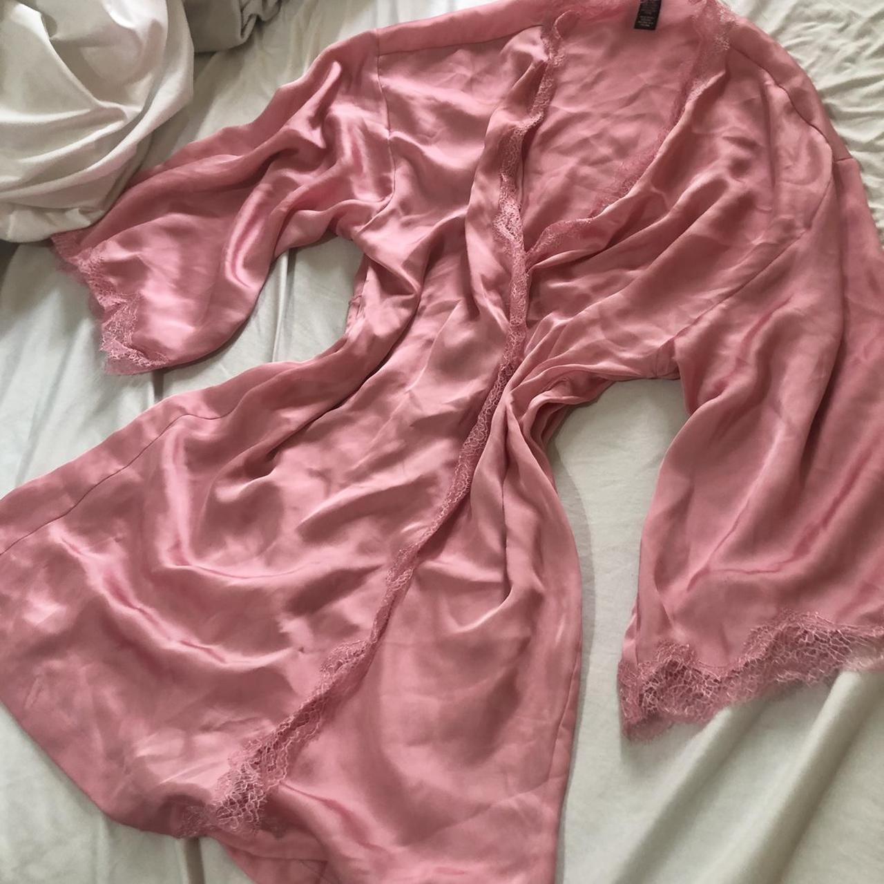 Victoria’s Secret pink lace satin robe. Worn a few... - Depop