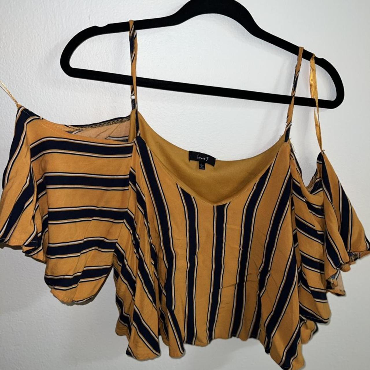 Love J Women's Yellow and Blue Shirt | Depop