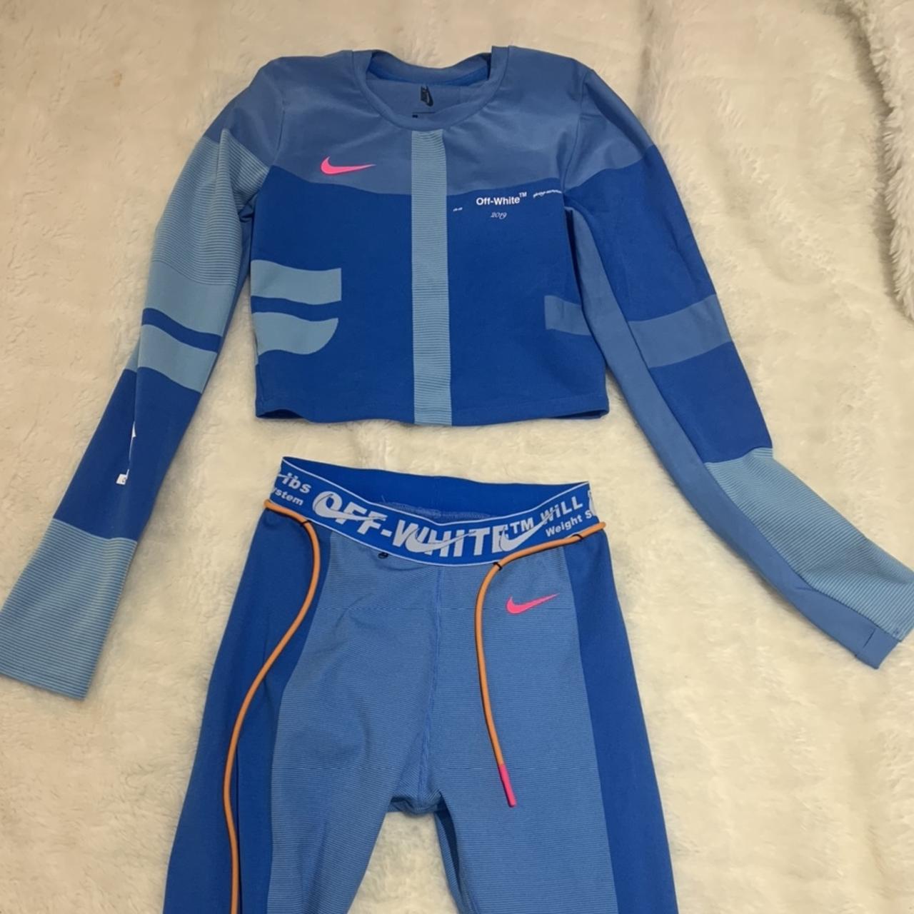 off white blue nike set