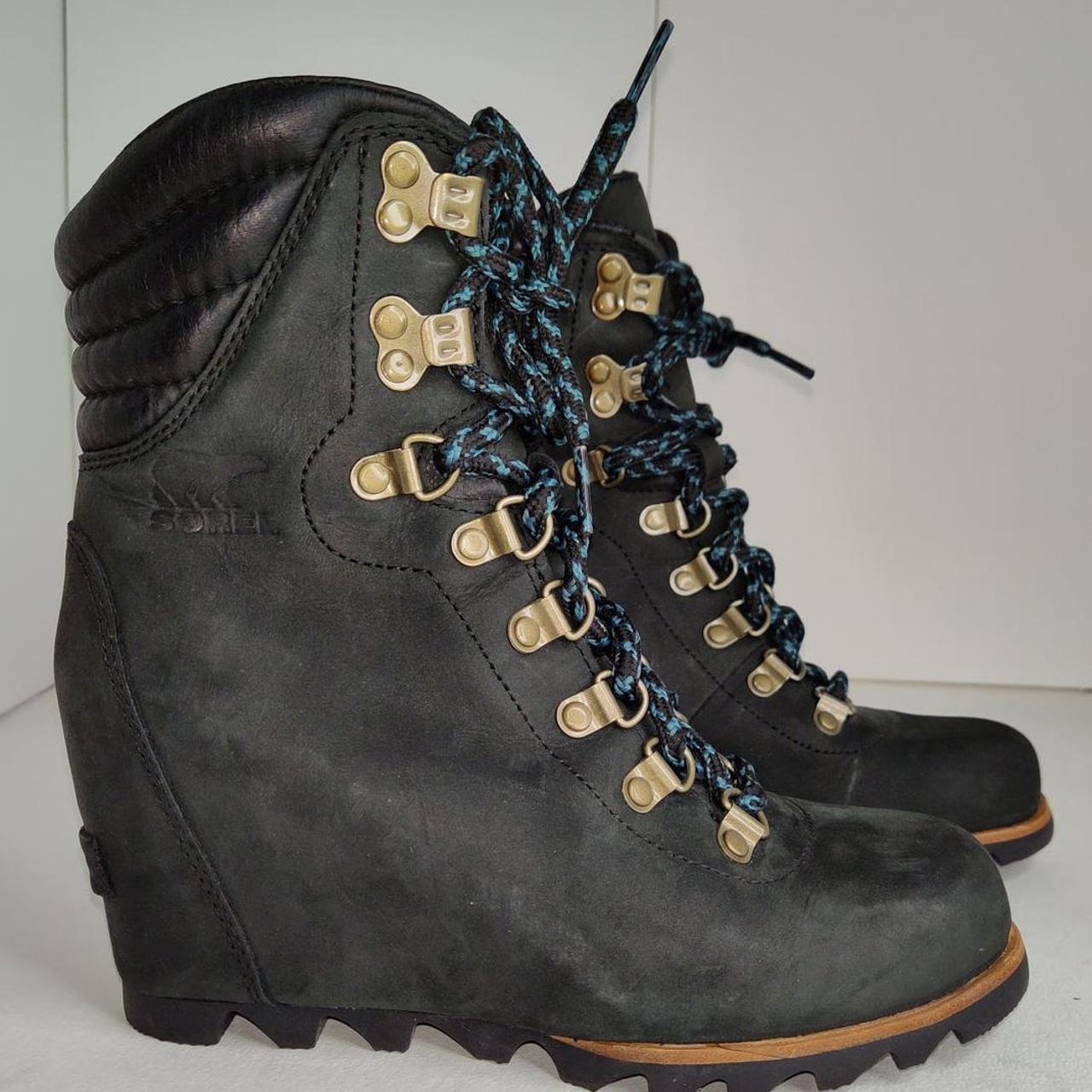 conquest waterproof leather wedge boot