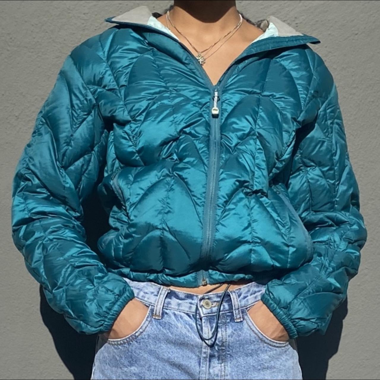 Turquoise puffer jacket - Depop