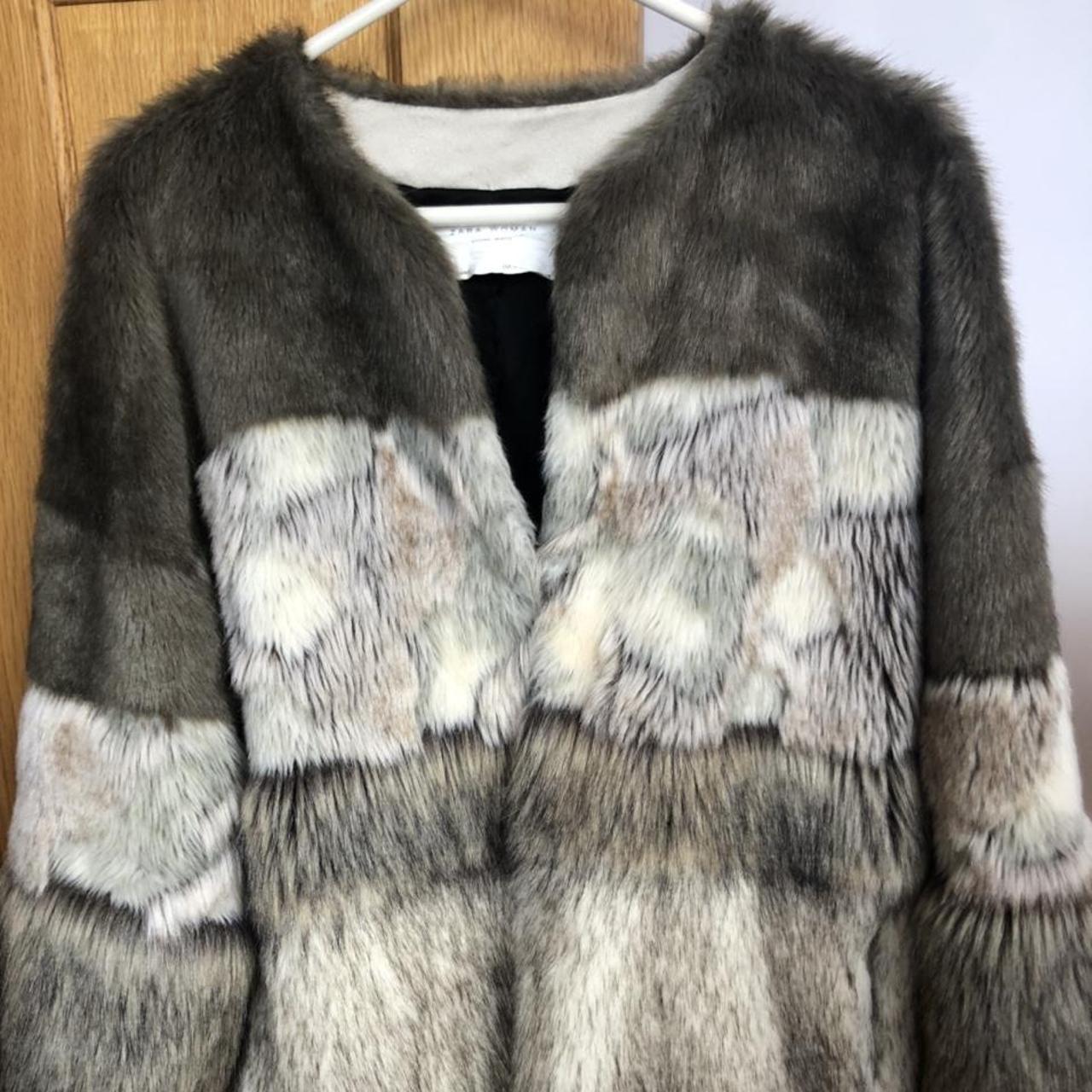 Zara fur jacket coat green white layered. I m good