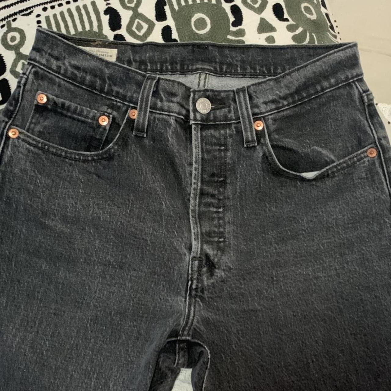 Levi's 501 washed dark grey denim jeans w26 l28... - Depop