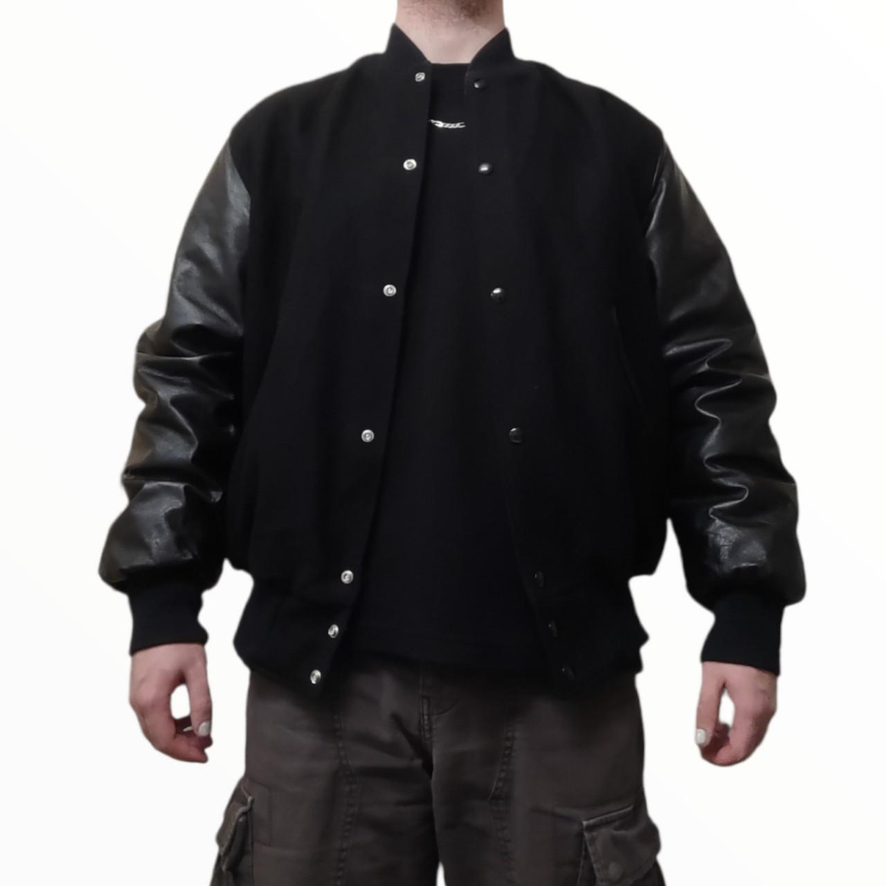 plain black varsity jacket