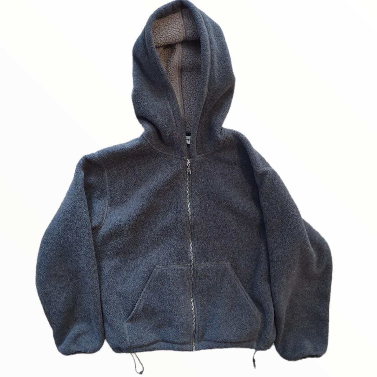 Charcoal grey fleece zip up hoodie with an... Depop