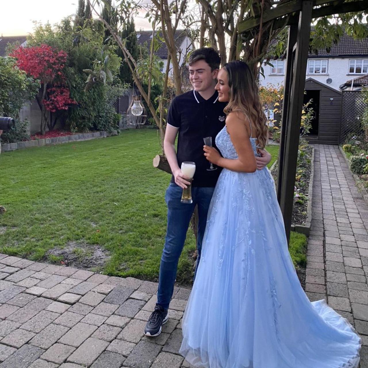 Baby blue debs dress size small (perfect for uk... Depop