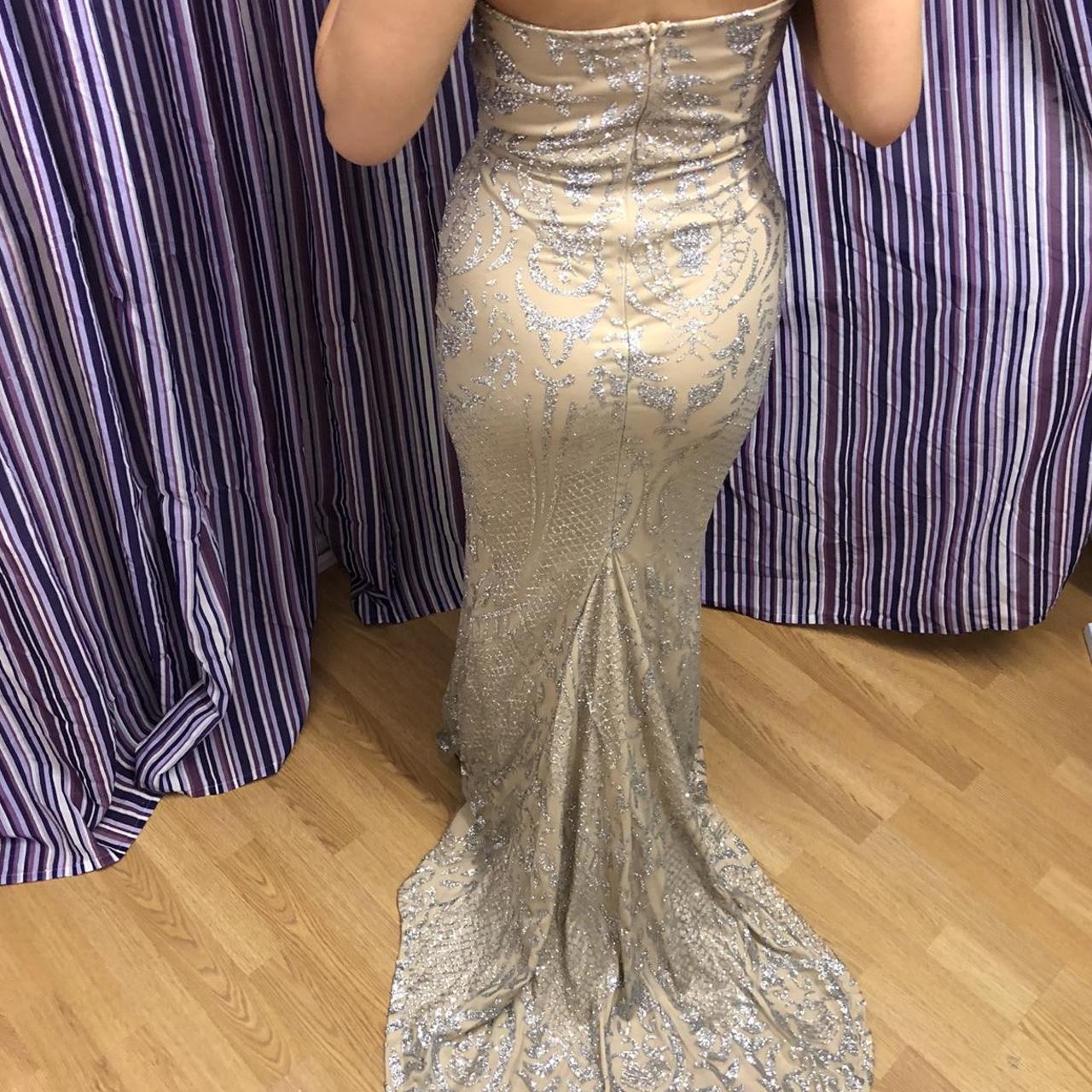 Cream Sparkly Glittered Maxi Dress Backless Party... - Depop