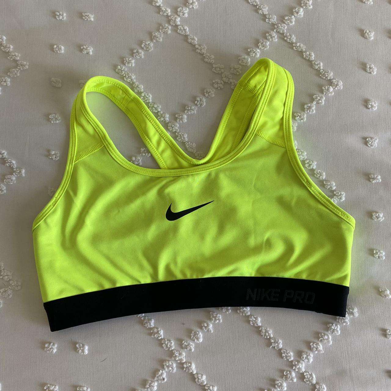 neon green nike sports bra