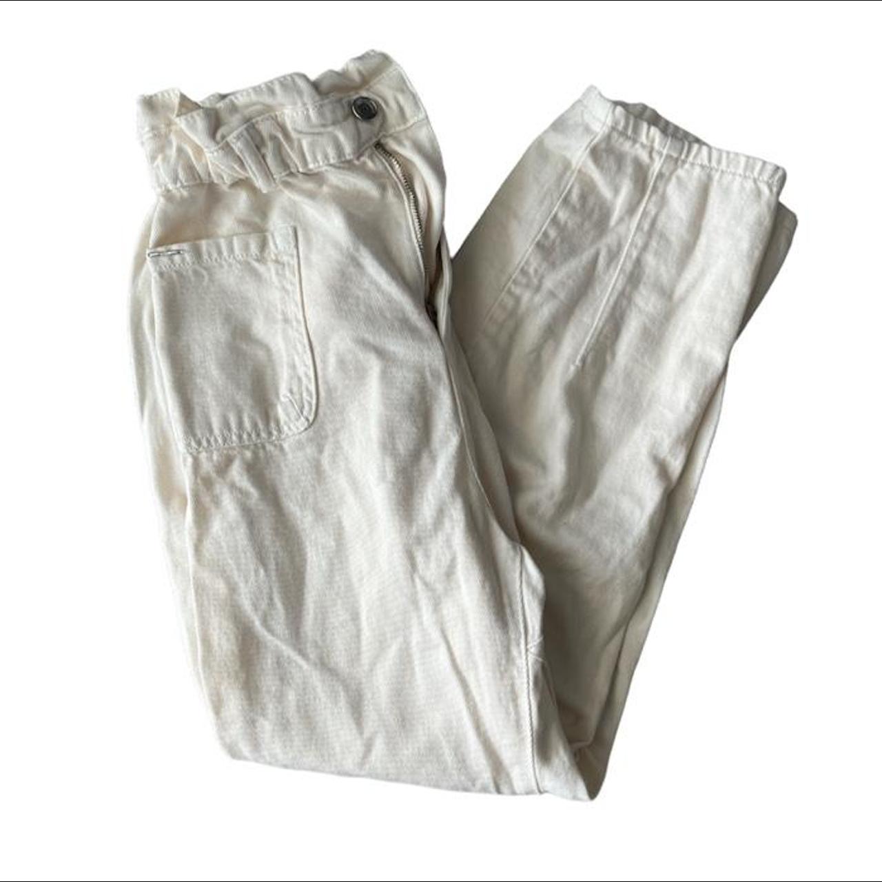 Cream Zara paper bag pants (Size 8, excellent... - Depop