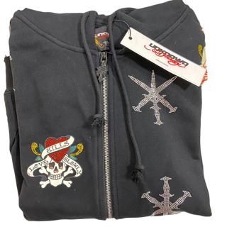 UNKNOWN LONDON x ED HARDY RHINESTONE ZIP UP JUST