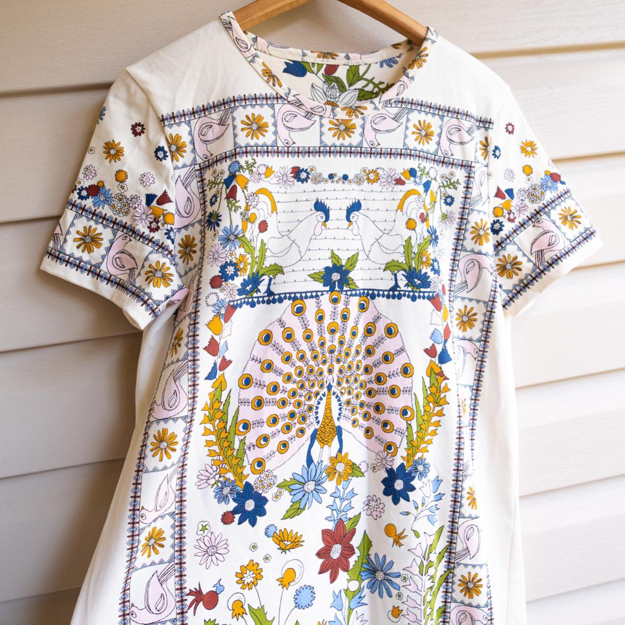 Damen Tory Burch Kleider Printed T-Shirt Dress Ivory Peacock Meadow — Opera  Lingen 