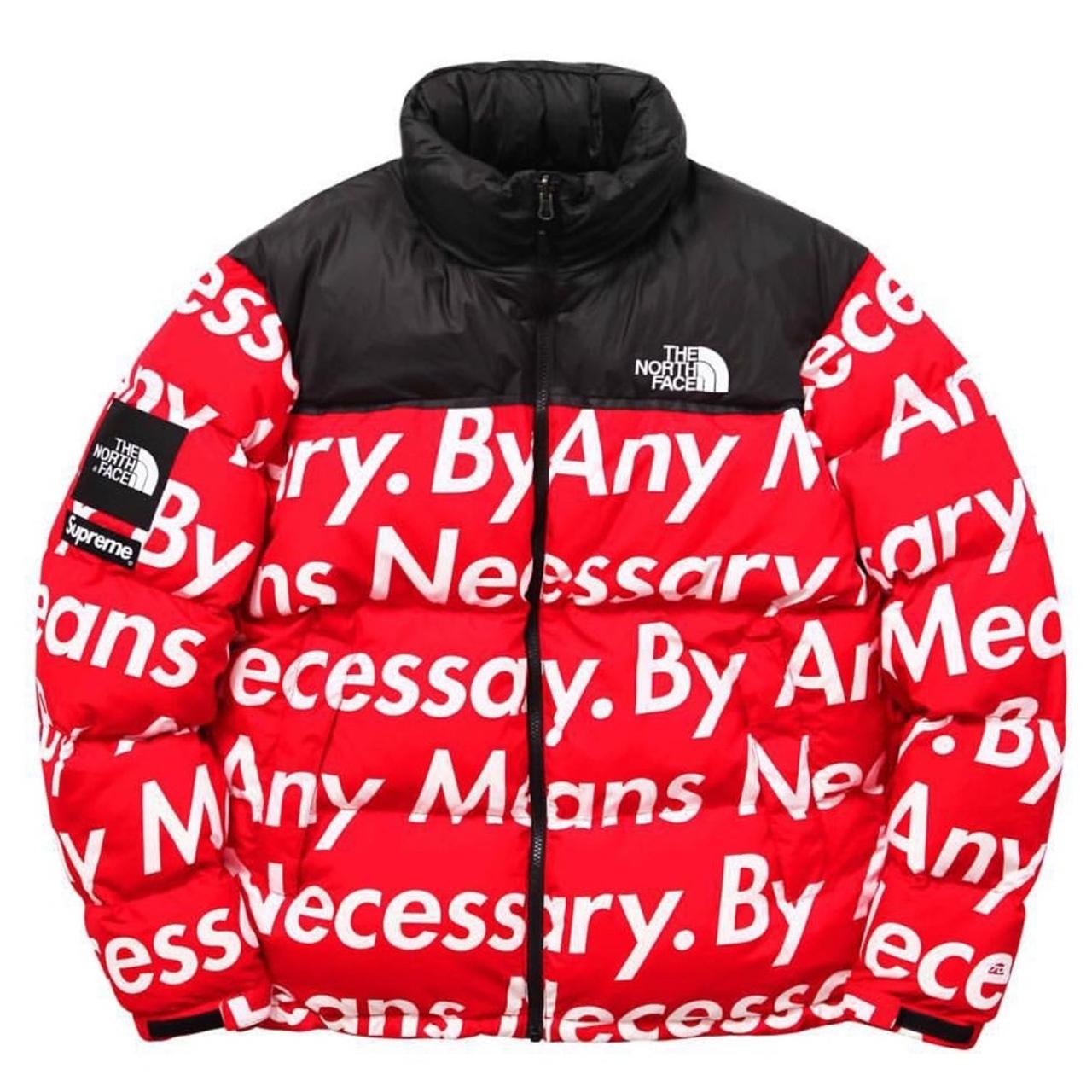 Supreme The North Face by Any Means Nuptse Jacket Red - Depop