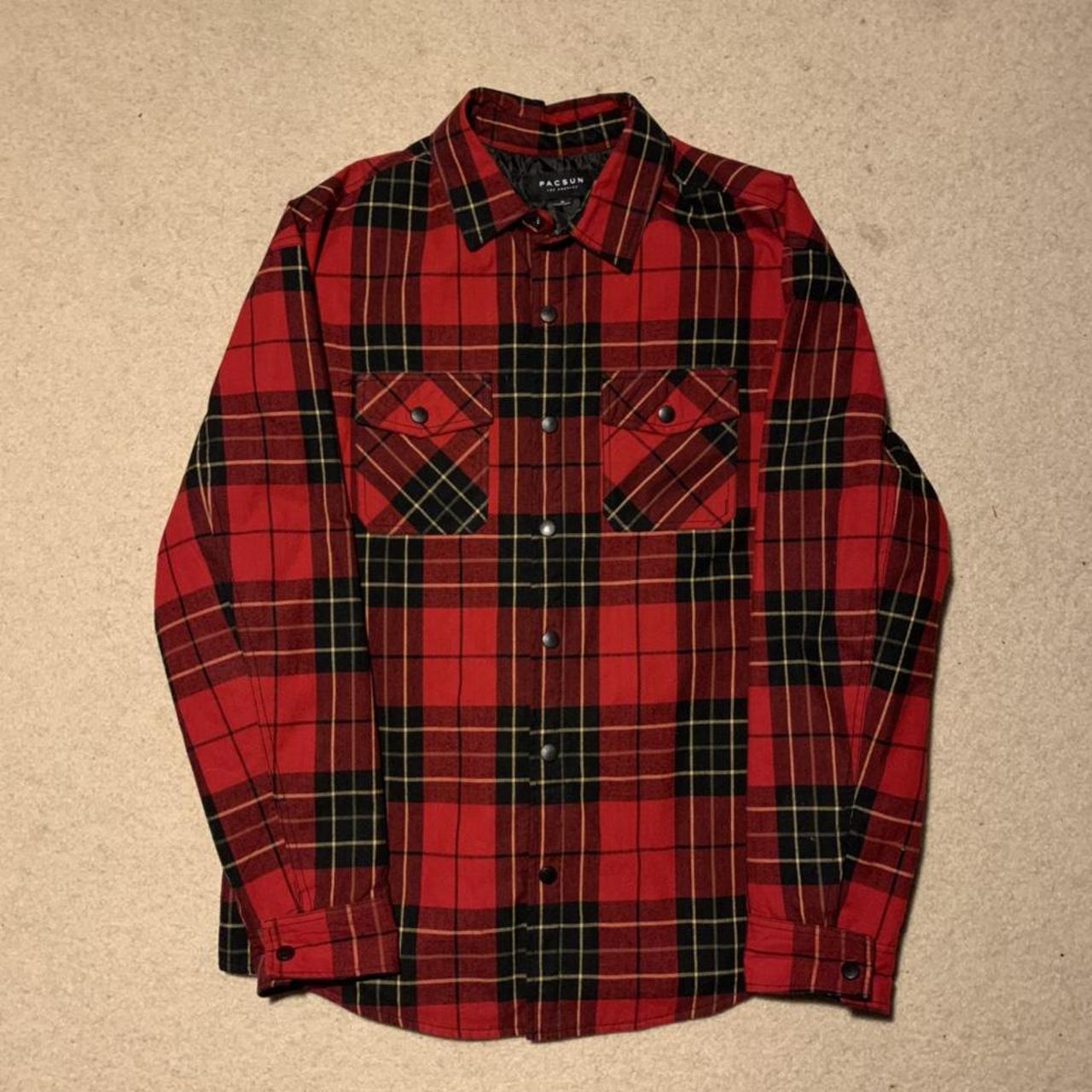 pacsun flannel overshirt, quilted lining fear of god... - Depop