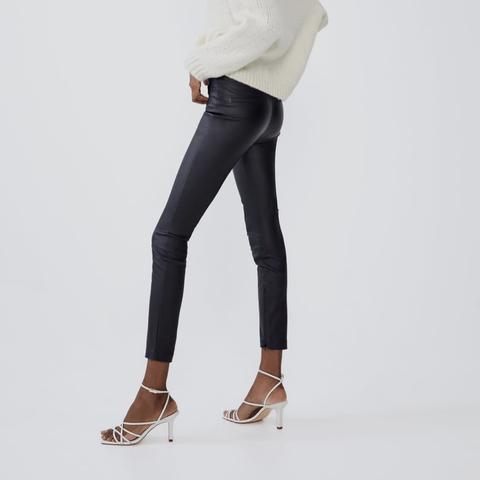 waxed effect leggings zara