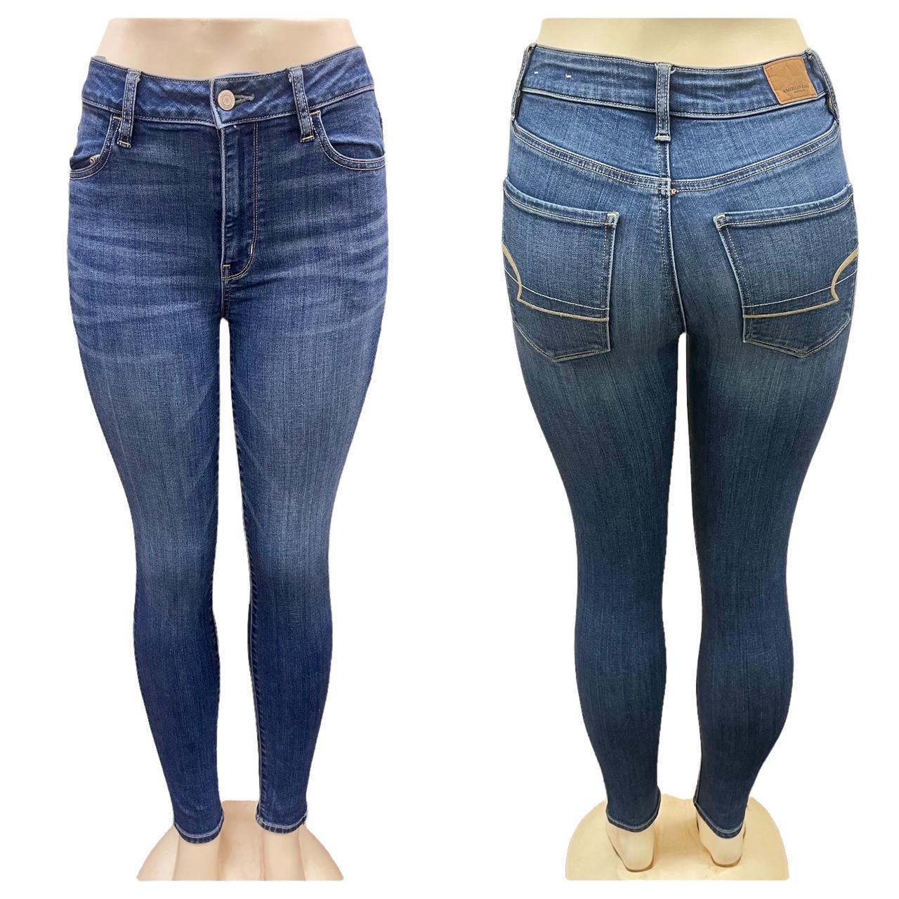 American Eagle Medium Wash Super Hi Rise Jegging... - Depop