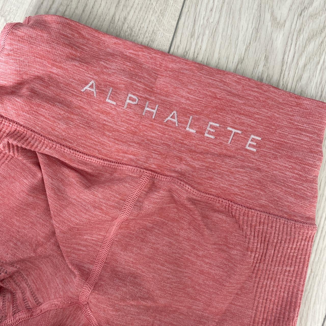 alphalete halo leggings in rose pink little hole at - Depop