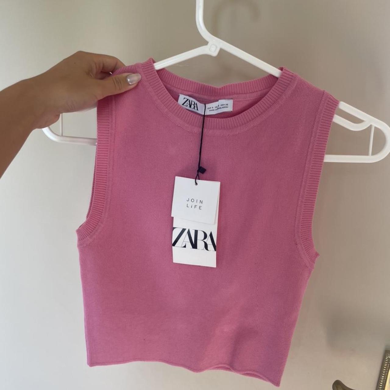 Zara pink ribbed vest top, perfect condition, never... Depop