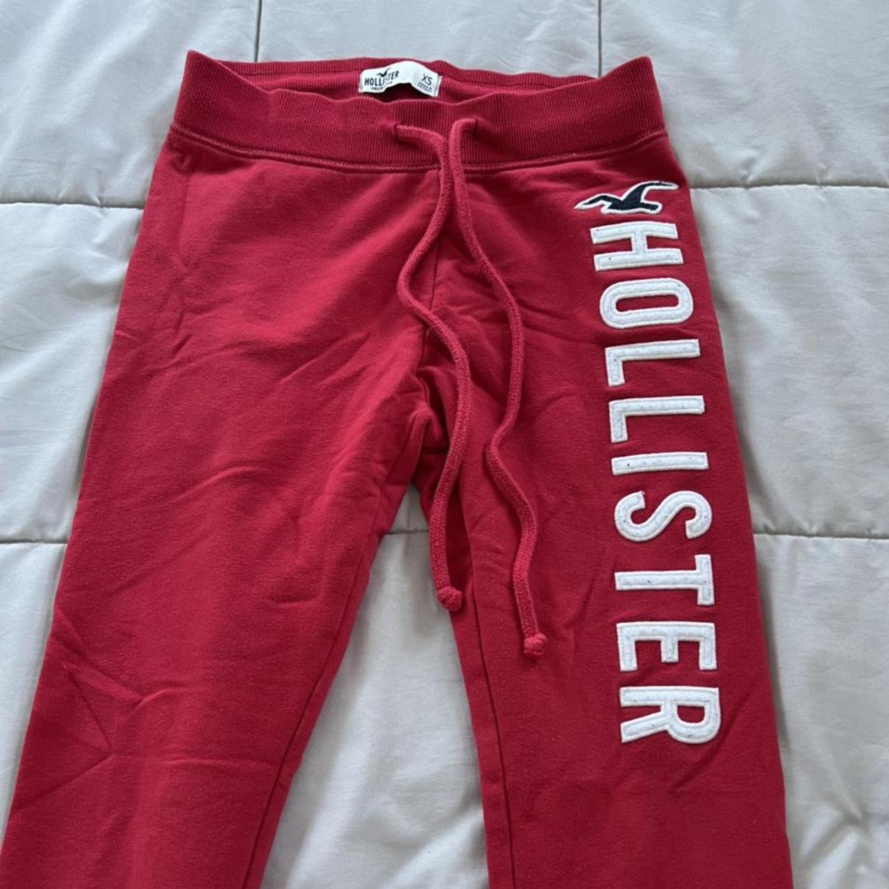 Hollister logo hot pink drawstring joggers .size XS, - Depop