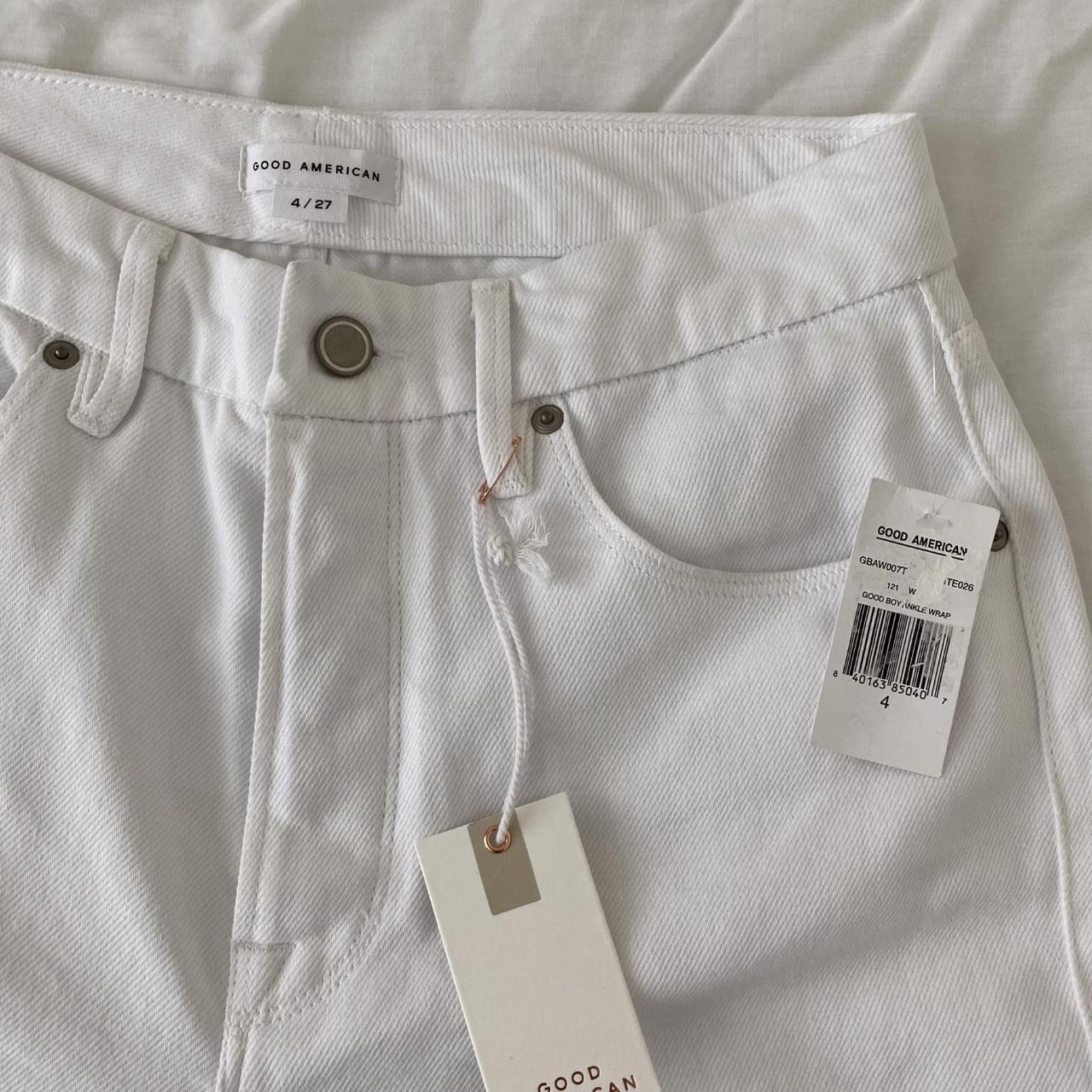 NWT #GoodAmerican Good Boy Ankle Wrap Pants in White... - Depop