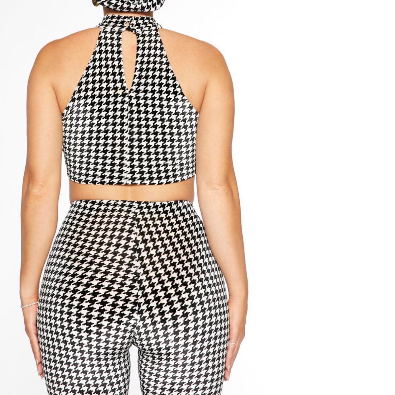 NWT Naked Wardrobe Houndstooth Halter Crop Top Sz L Depop