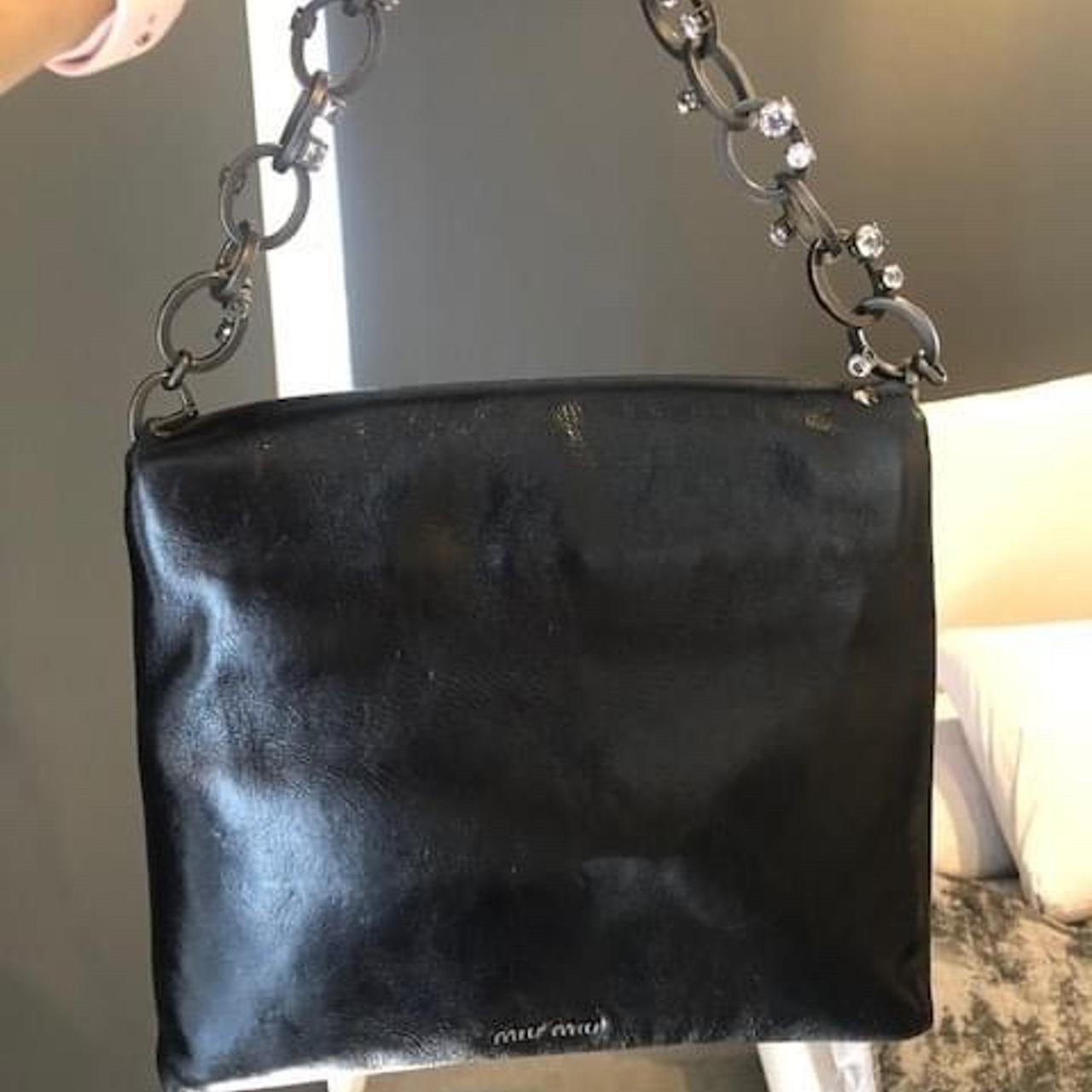 Mui Mui Black Calfskin Diamante Shoulder Bag Never... - Depop