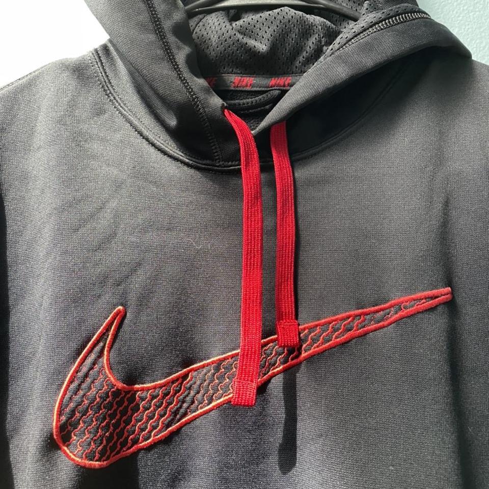 Black nike hoodie online red swoosh