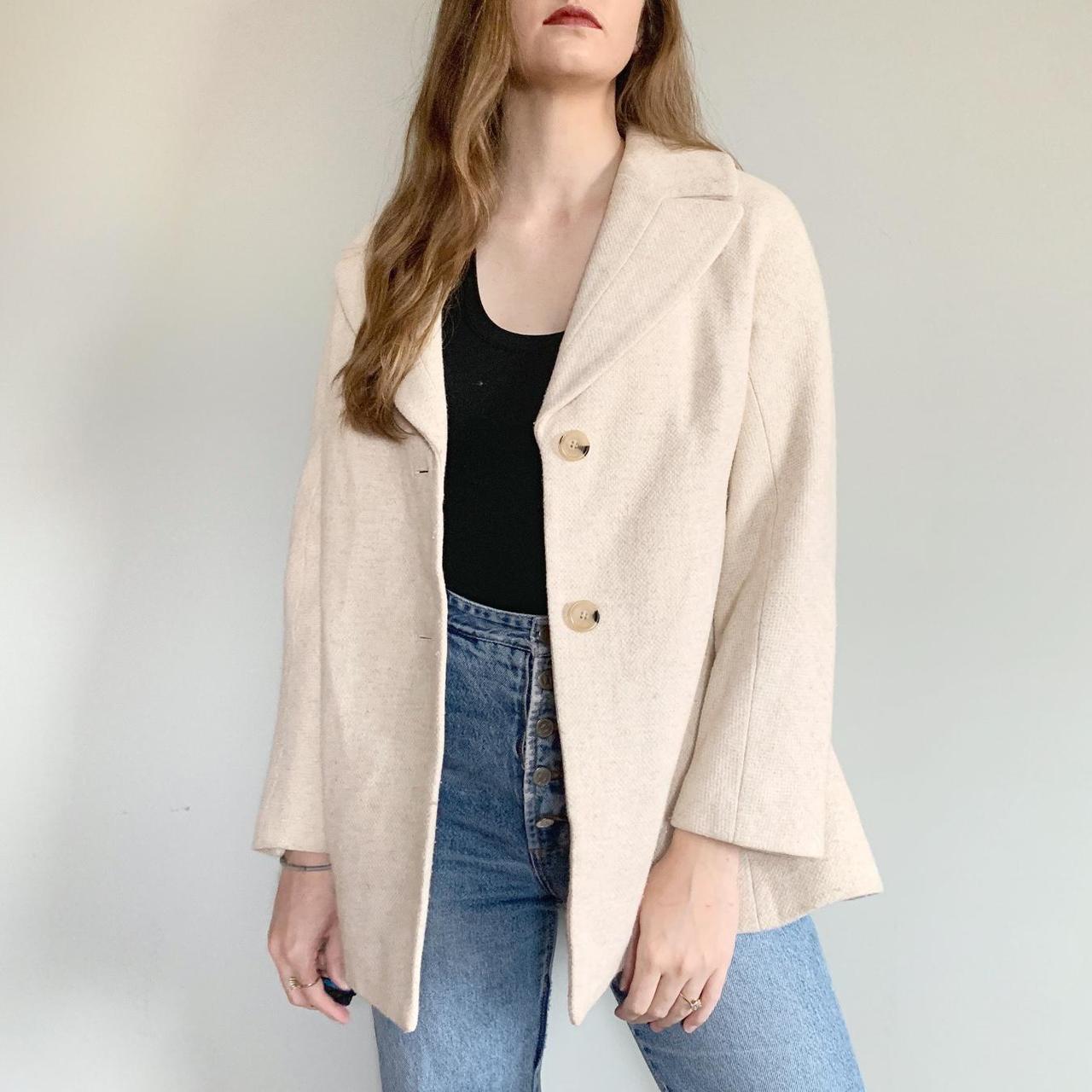 Cream colored pea shops coat