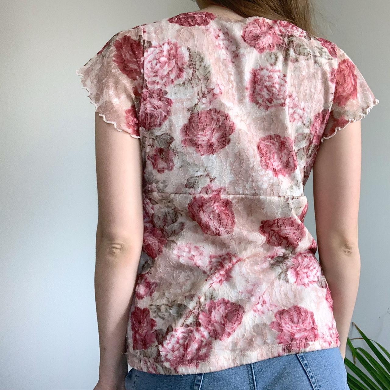 AGB Women's Pink and Cream Blouse | Depop