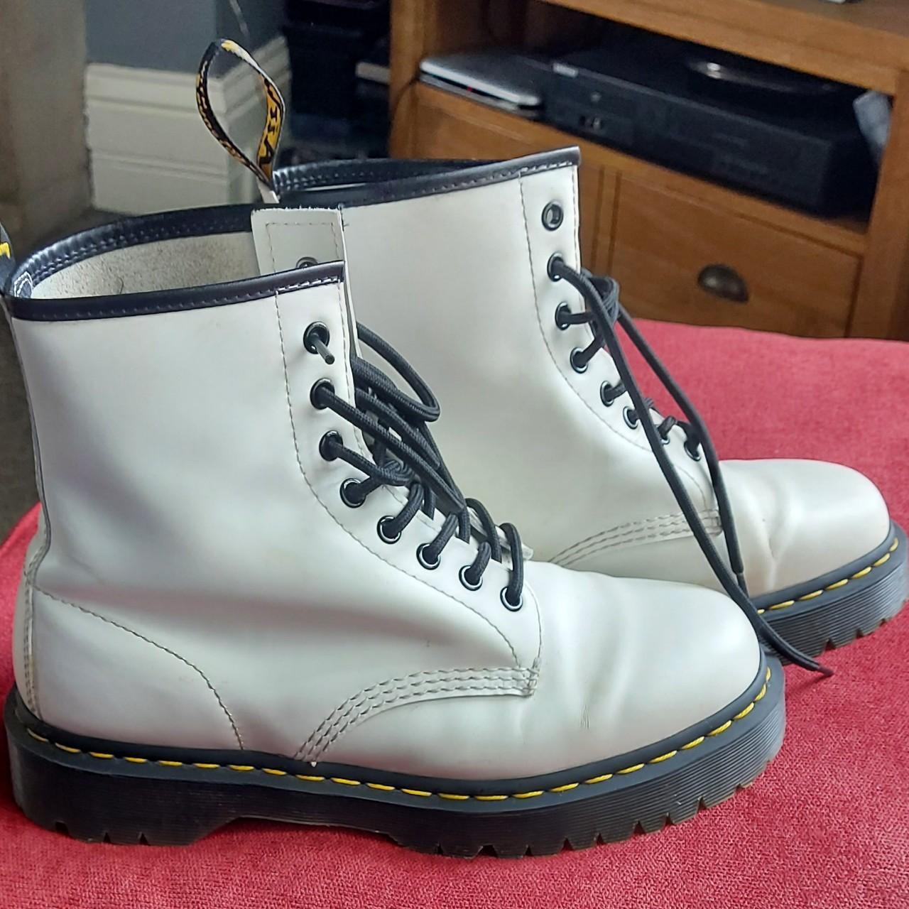 White Classic 1460 smooth leather lace up DR MARTEN... - Depop