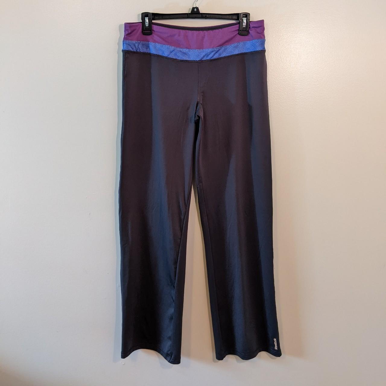 REEBOK Womens Black/purple Logo Yoga Athletic Leggings Size Medium
