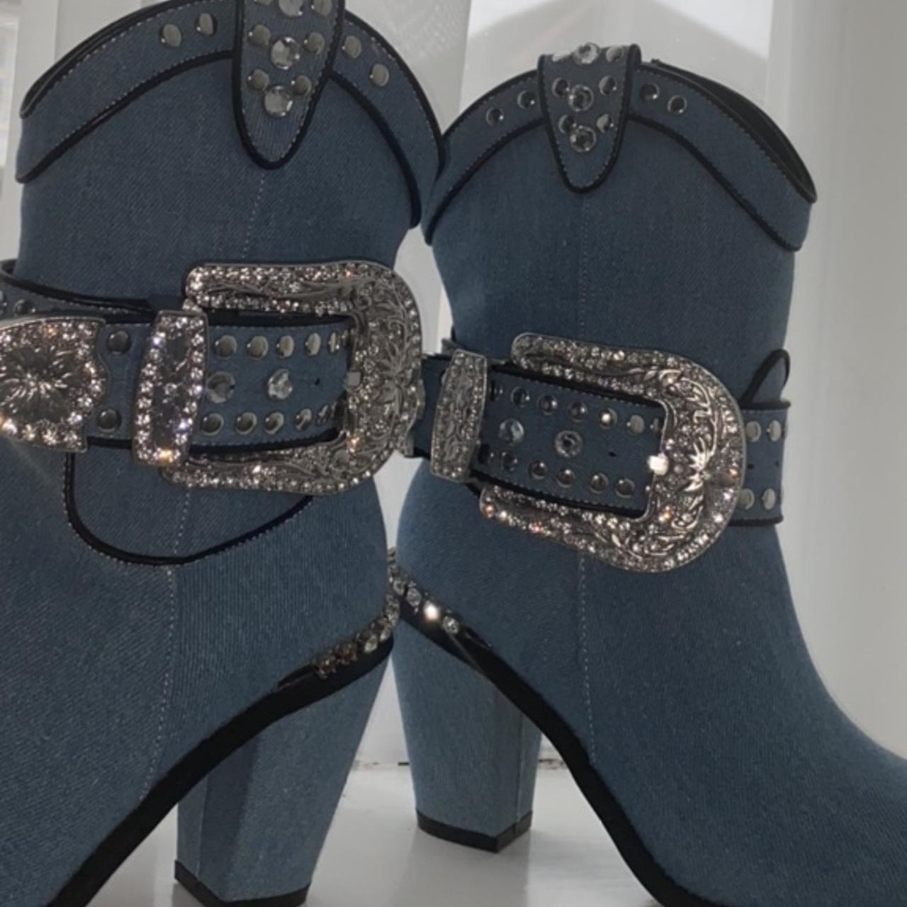 Dolls Kill Women's Blue Boots Depop