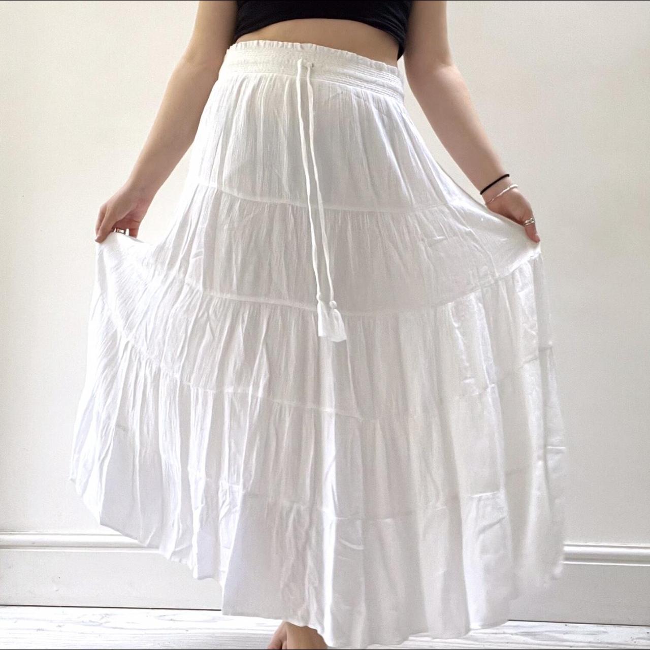 Insanely GORGEOUS white tiered maxi skirt Lovely... - Depop