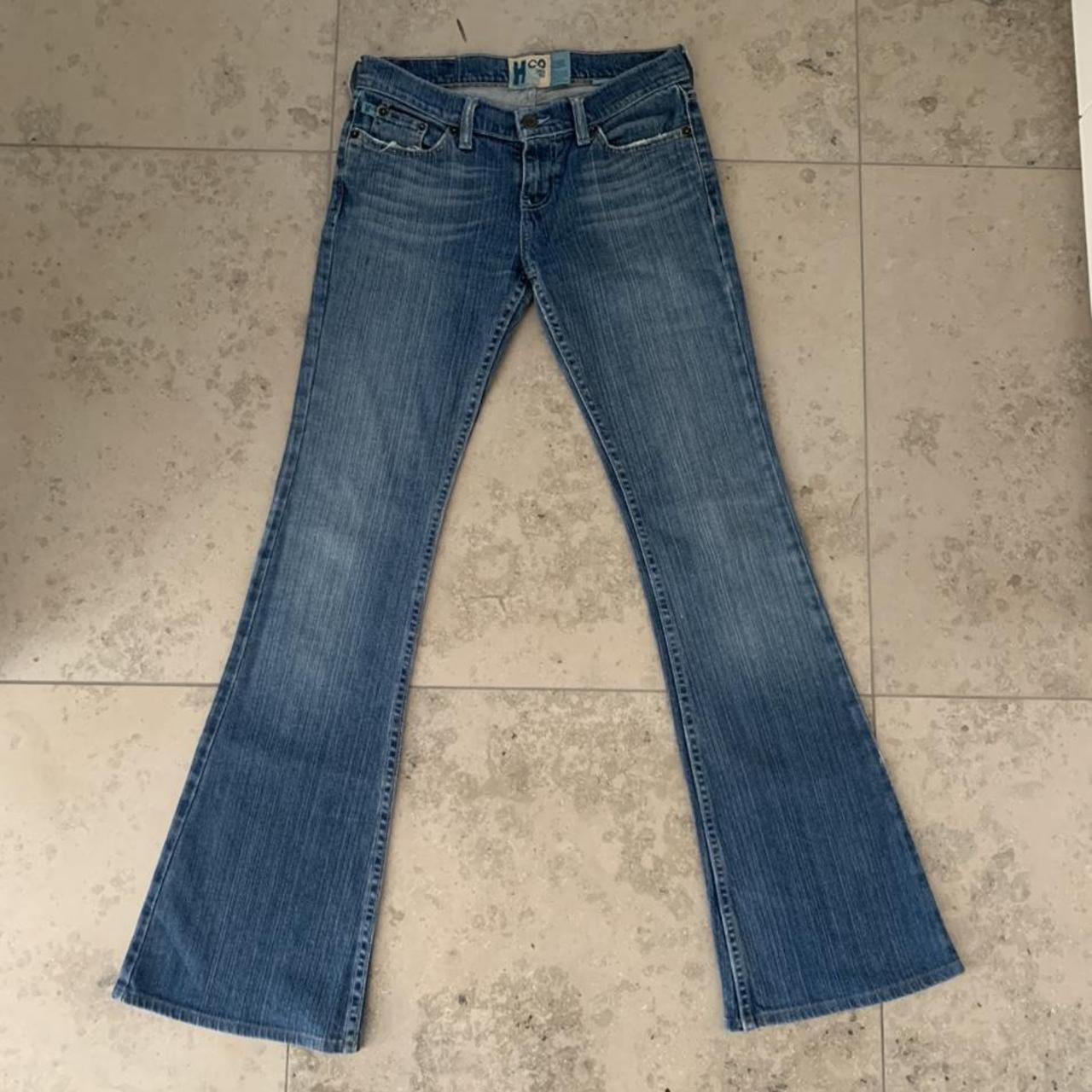 vintage low waist jeans flared and look like the... - Depop