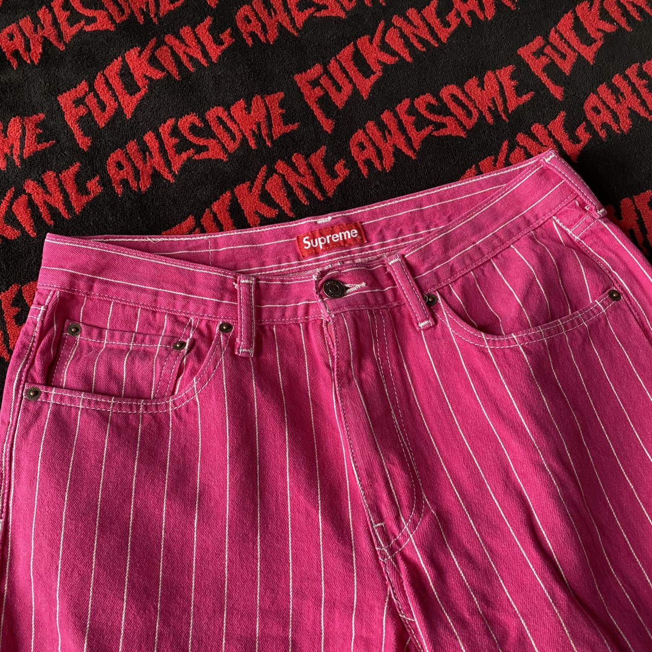 Supreme Levi’s waist 32 pink pinstripe denim jeans...