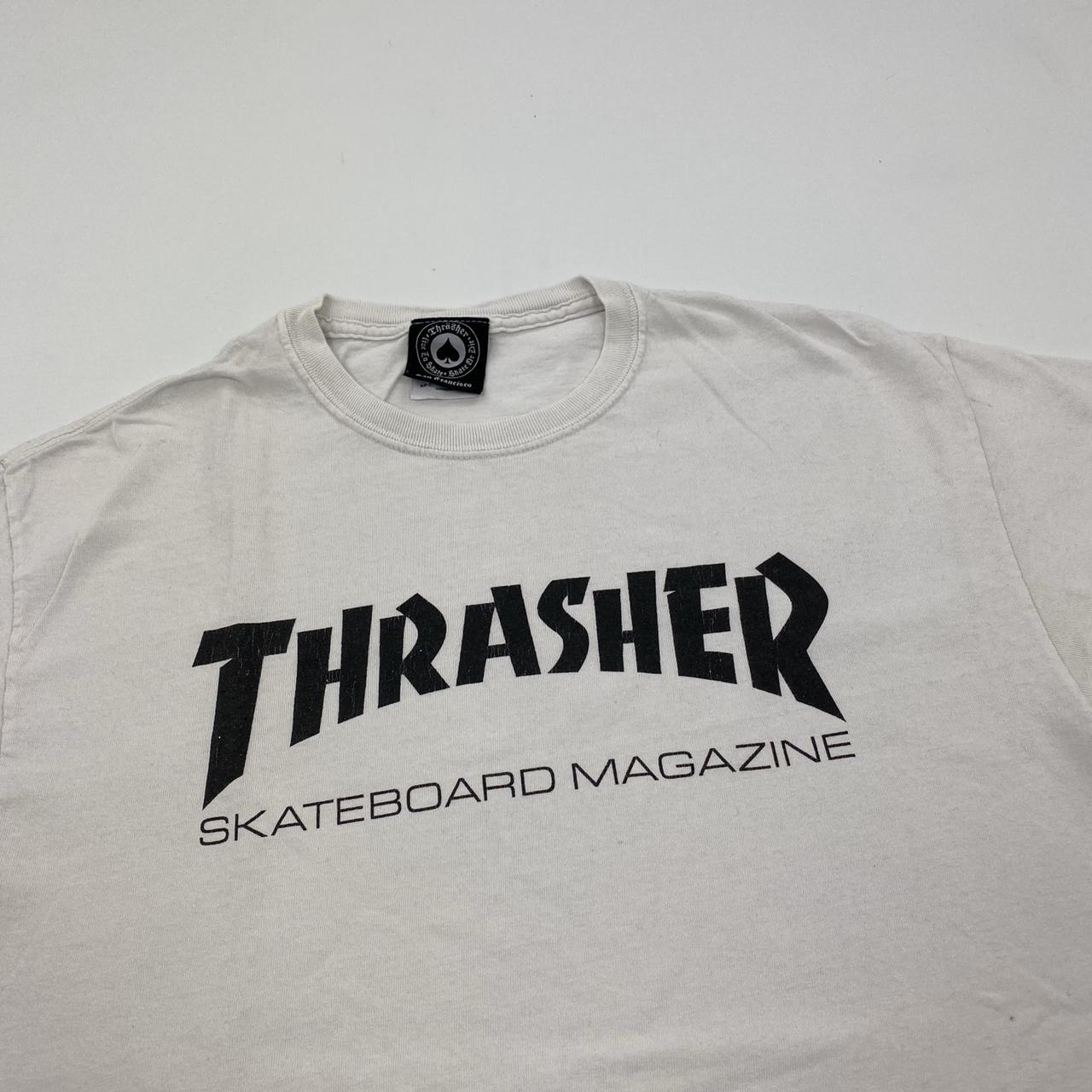 White thrasher logo tee size large - Depop