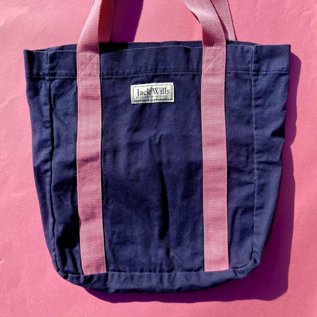 Jack Wills Women's Navy and Pink Bag Depop