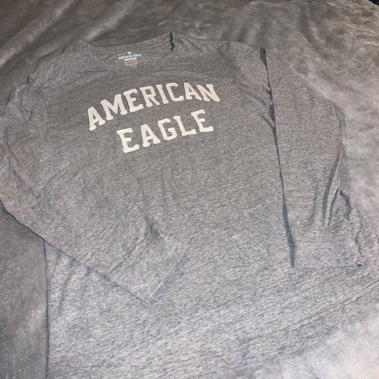 American Eagle gray long sleeve Hardly worn Size:... - Depop