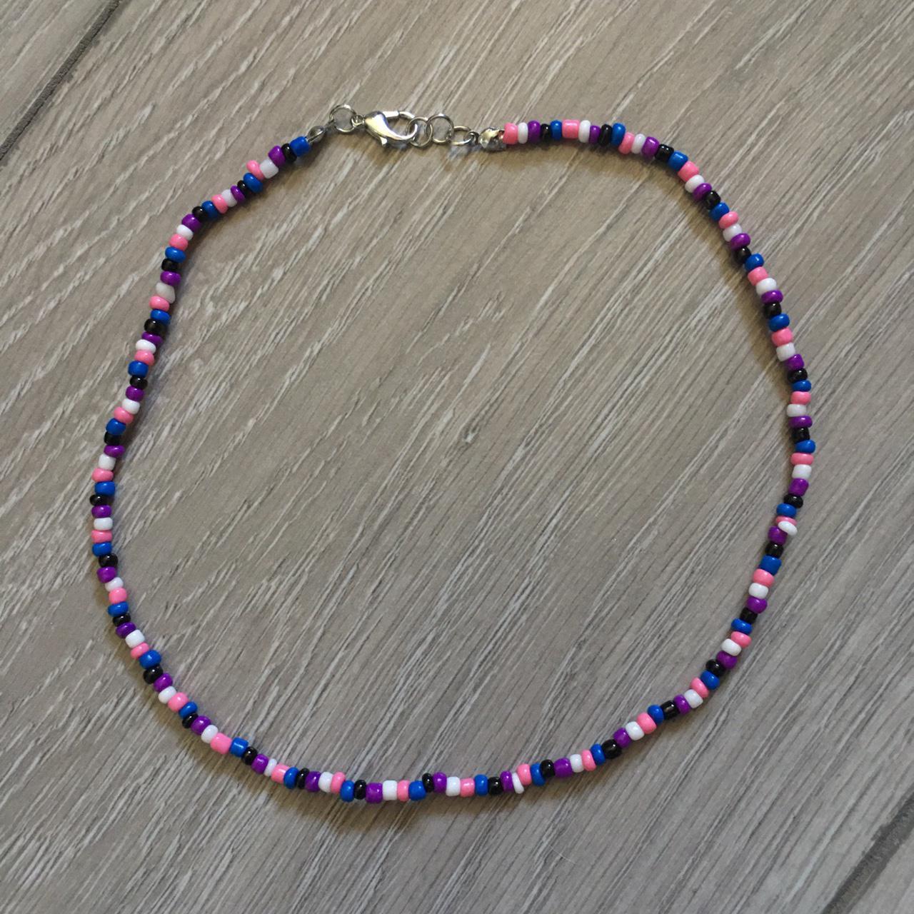 Gender fluid flag beaded necklace 💗🤍💜🖤💙 3mm glass... - Depop