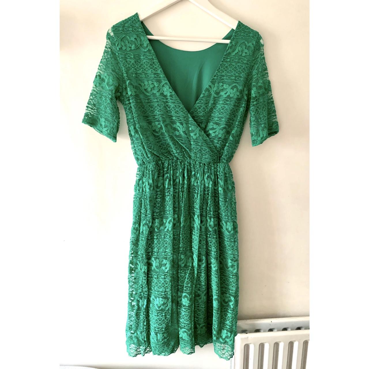 Asos Green Lace Dress Beautiful Green Dress With... - Depop