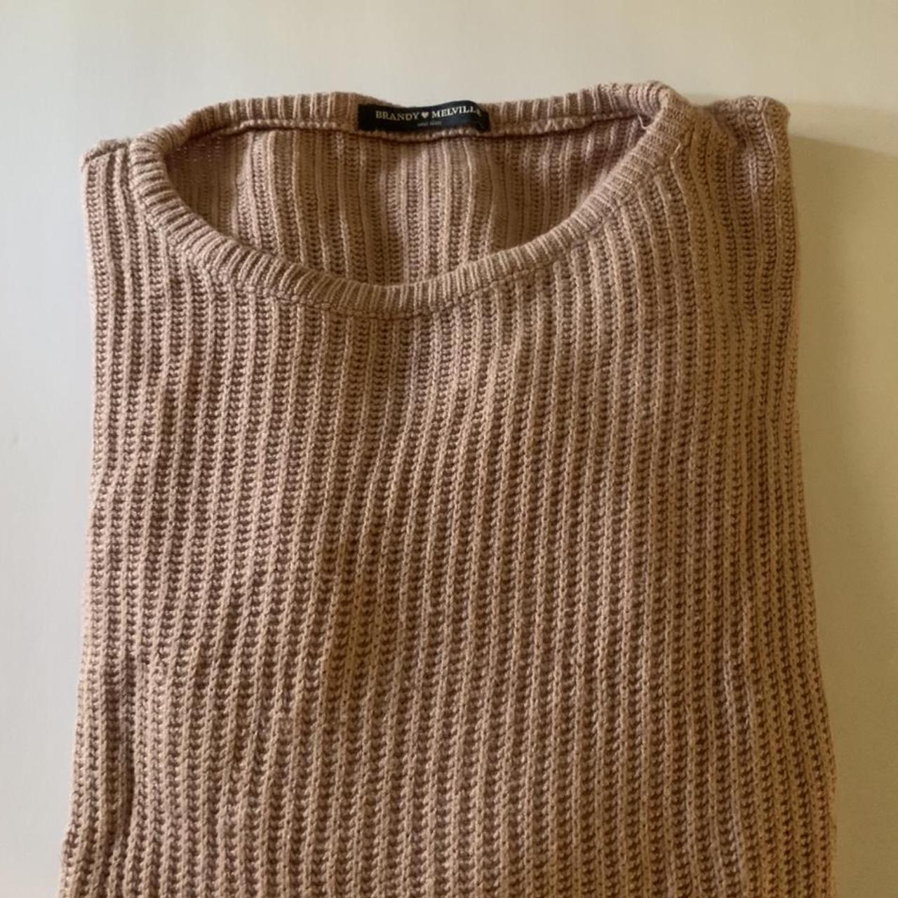 Brandy Melville Knit Sweater OS Tan Knit Sweater... Depop