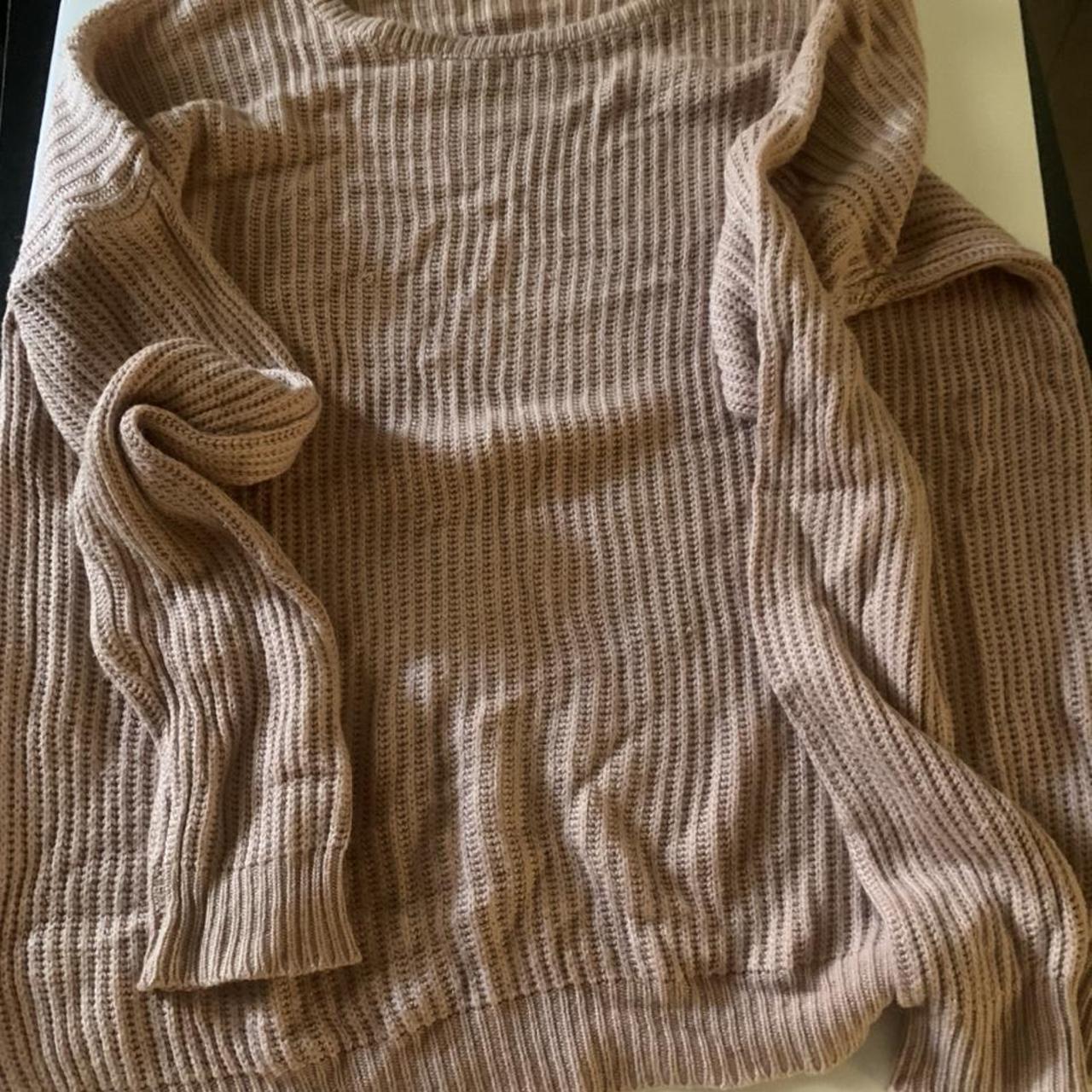 Brandy Melville Knit Sweater OS Tan Knit Sweater... Depop