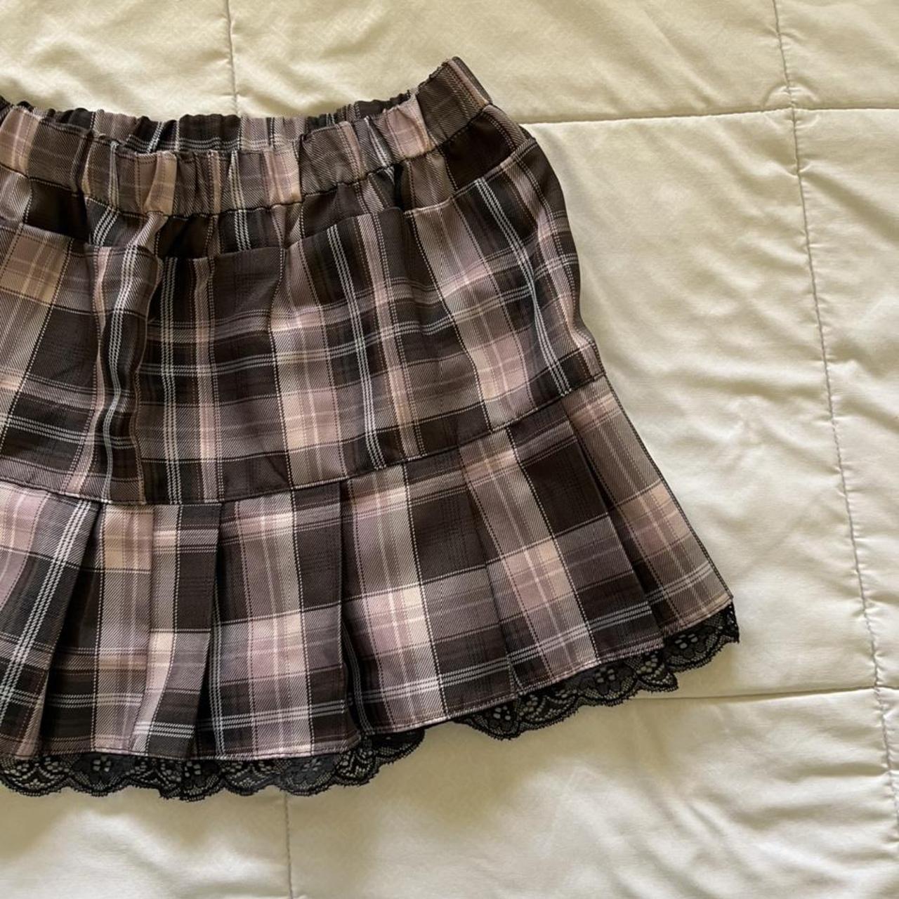 pink & brown plaid mini skirt , 💌brand new, only worn