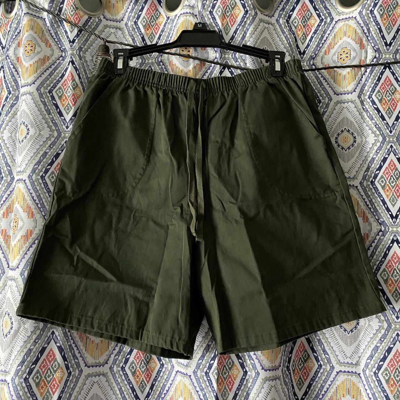 vintage high waisted green shorts soft khaki... - Depop