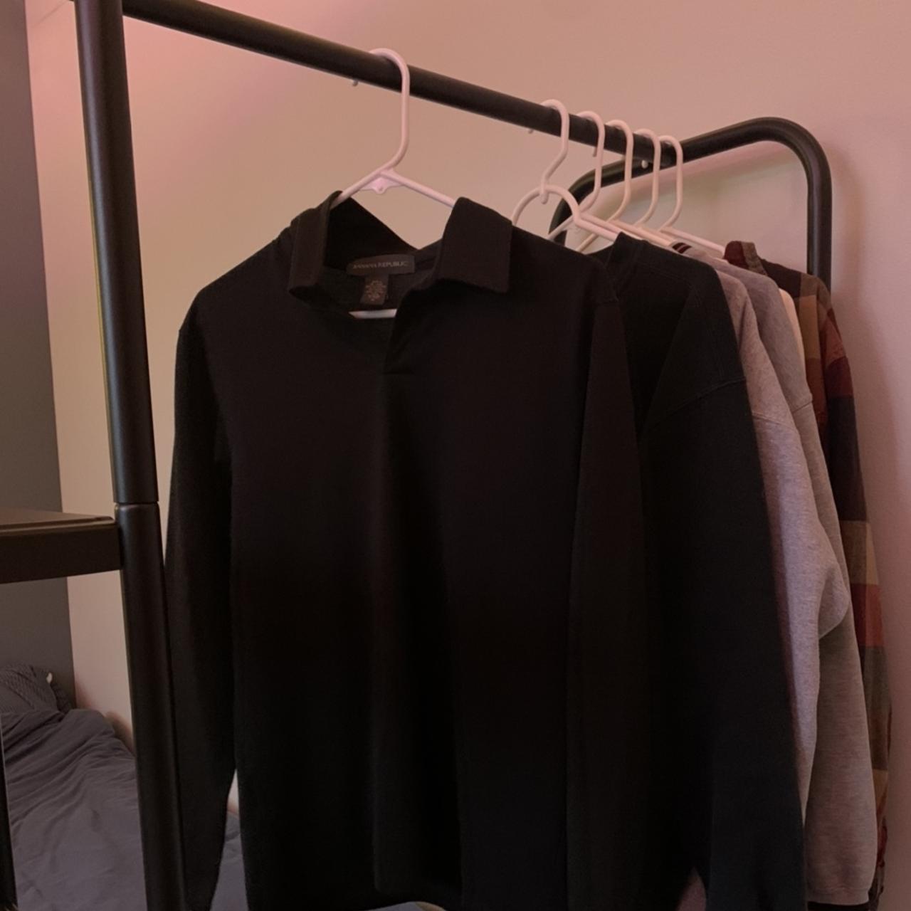 all black banana republic collar shirt. smooth... Depop