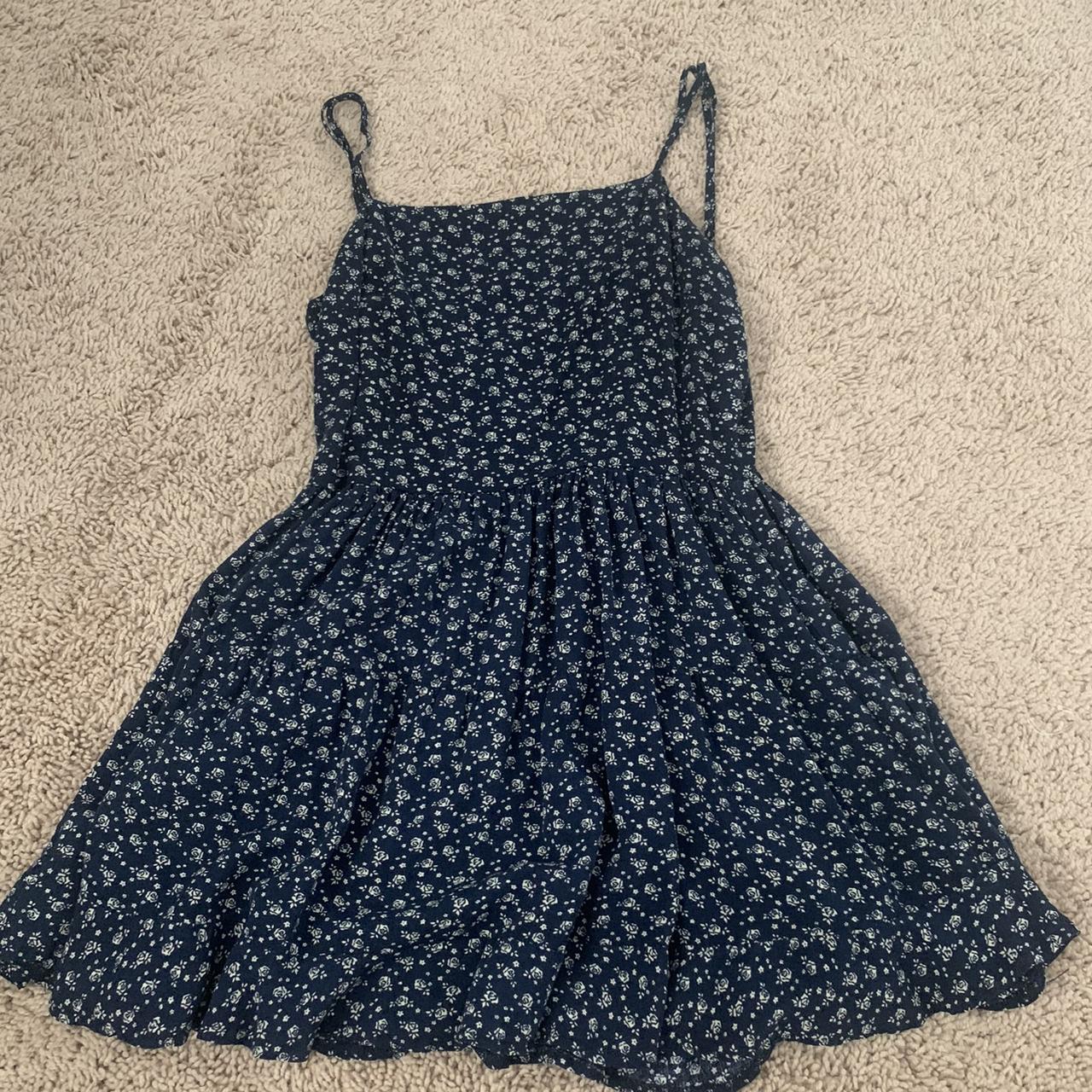 brandy melville navy blue floral dress sooo cute and... - Depop