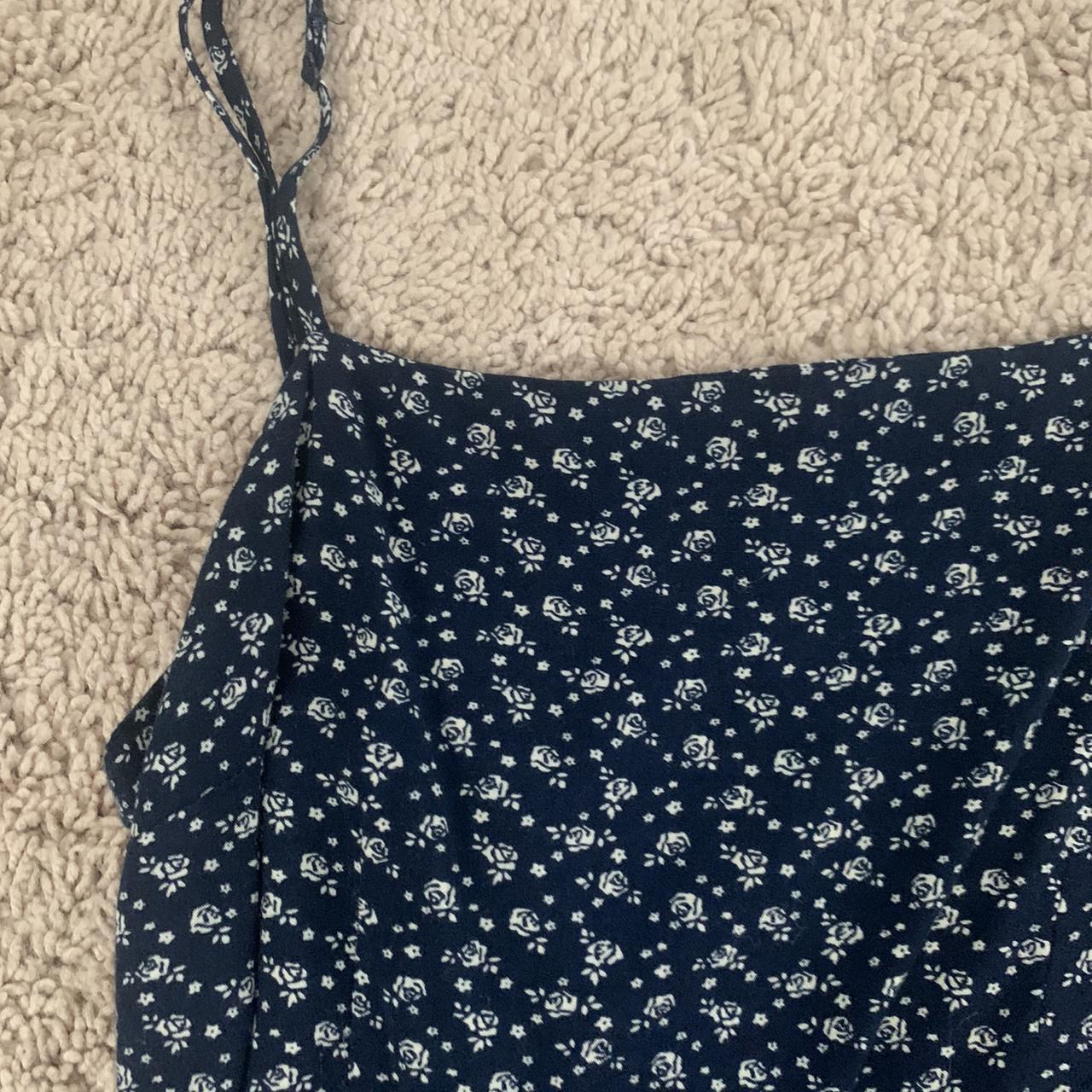 brandy melville navy blue floral dress sooo cute and... - Depop